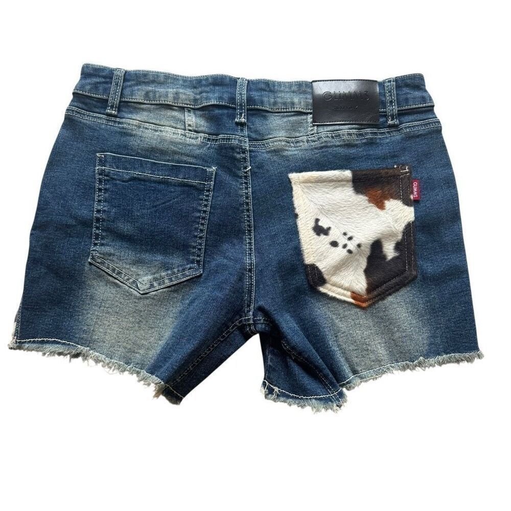 Glimms New York Jeans Natural Leather Shorts Genuine Cowhide Shorts SZ 30 #2505 - Picture 4 of 15